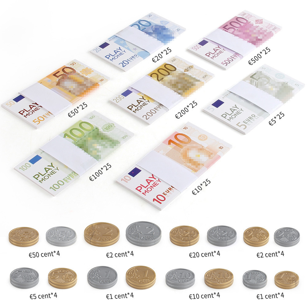 Nicro Puzzle Game Supplies Simulation Prop Money Euro Banknote Toy Bar Hard Activity Banknote Props Coin Prop Money