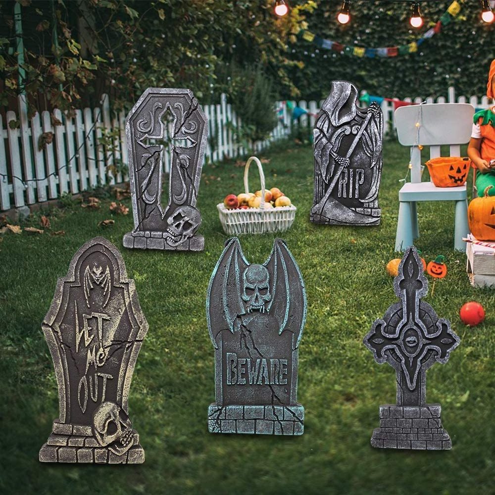 Nicro Custom Outdoor Garden Decor Sidewalk Black Cat Graveyard Tombstones Headstone Night Luminous Halloween Decor Yard Sign