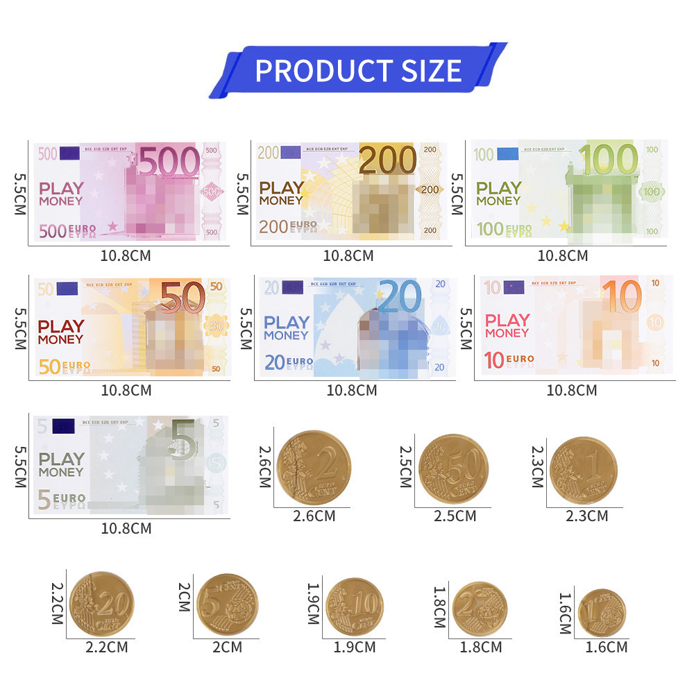 Nicro Puzzle Game Supplies Simulation Prop Money Euro Banknote Toy Bar Hard Activity Banknote Props Coin Prop Money