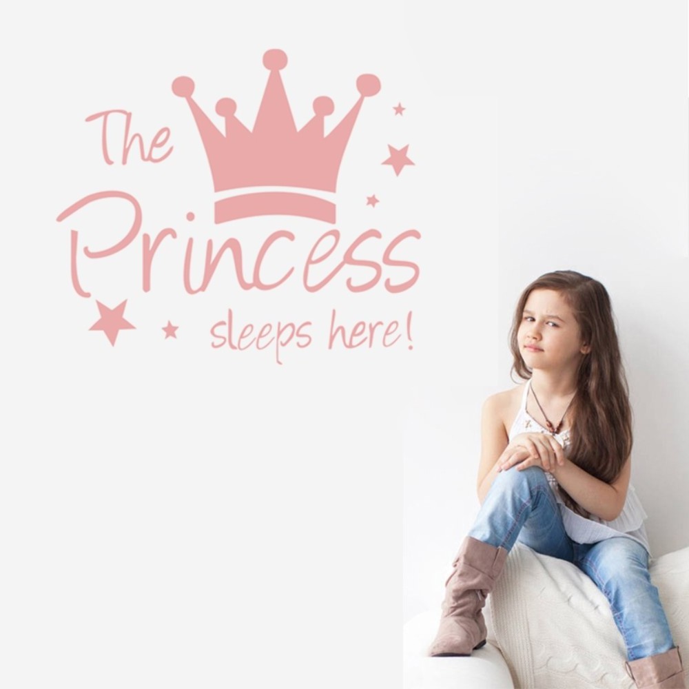 Nicro Princess Sleeps Here Wall Sticker Girls Room Baby Girl Bedroom Background Home Decoration Stickers Art Decals Wall Paper