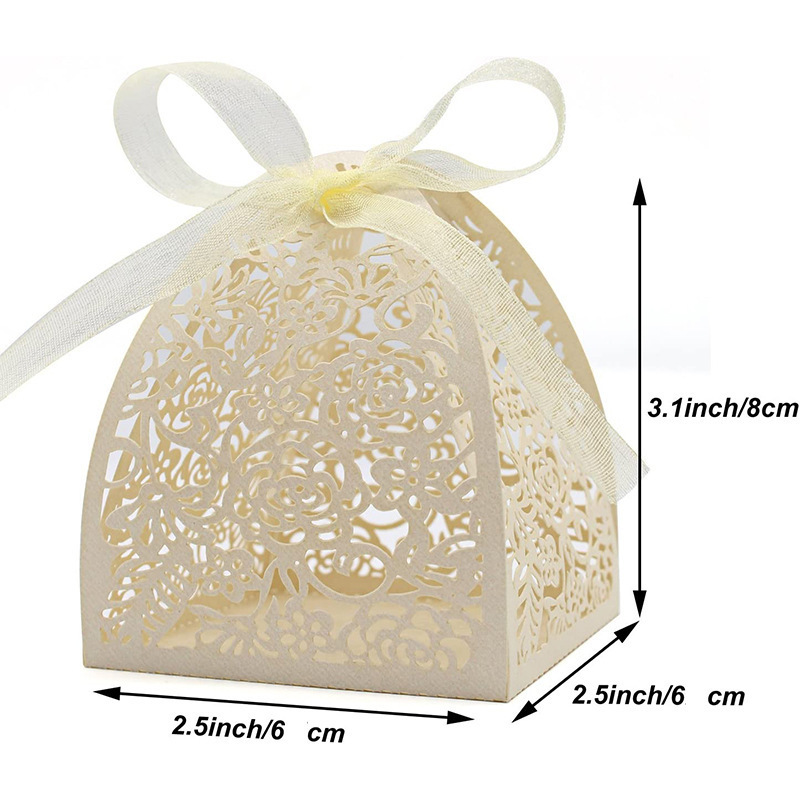 Nicro Hollowed Out Laser Engraving Bride Shower Wedding Candy Box European Style Wedding Party Supplies Rose Chocolate Candy Box