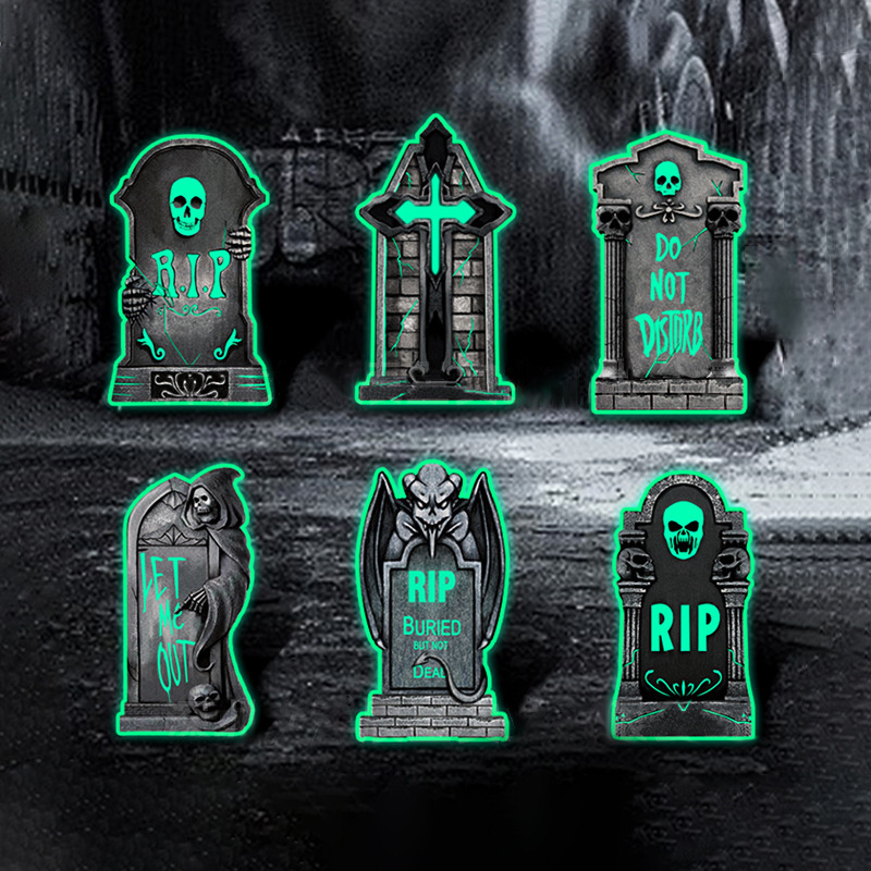 Nicro Custom Outdoor Garden Decor Sidewalk Black Cat Graveyard Tombstones Headstone Night Luminous Halloween Decor Yard Sign