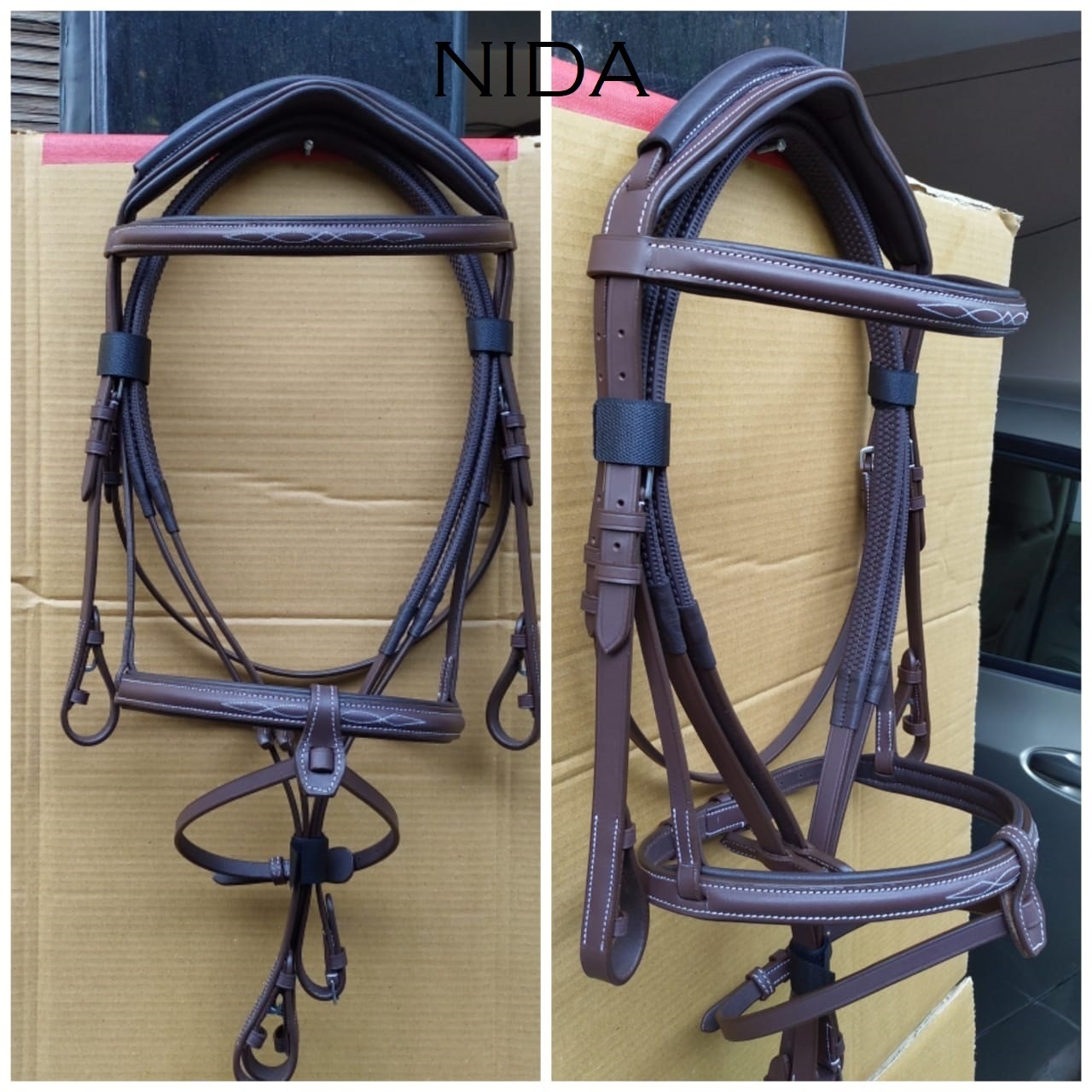 Equine High Quality Leather Anatomical Fancy Jumping Bridle With Raised Browbands and Noseband Fancy Stitched horse equipment