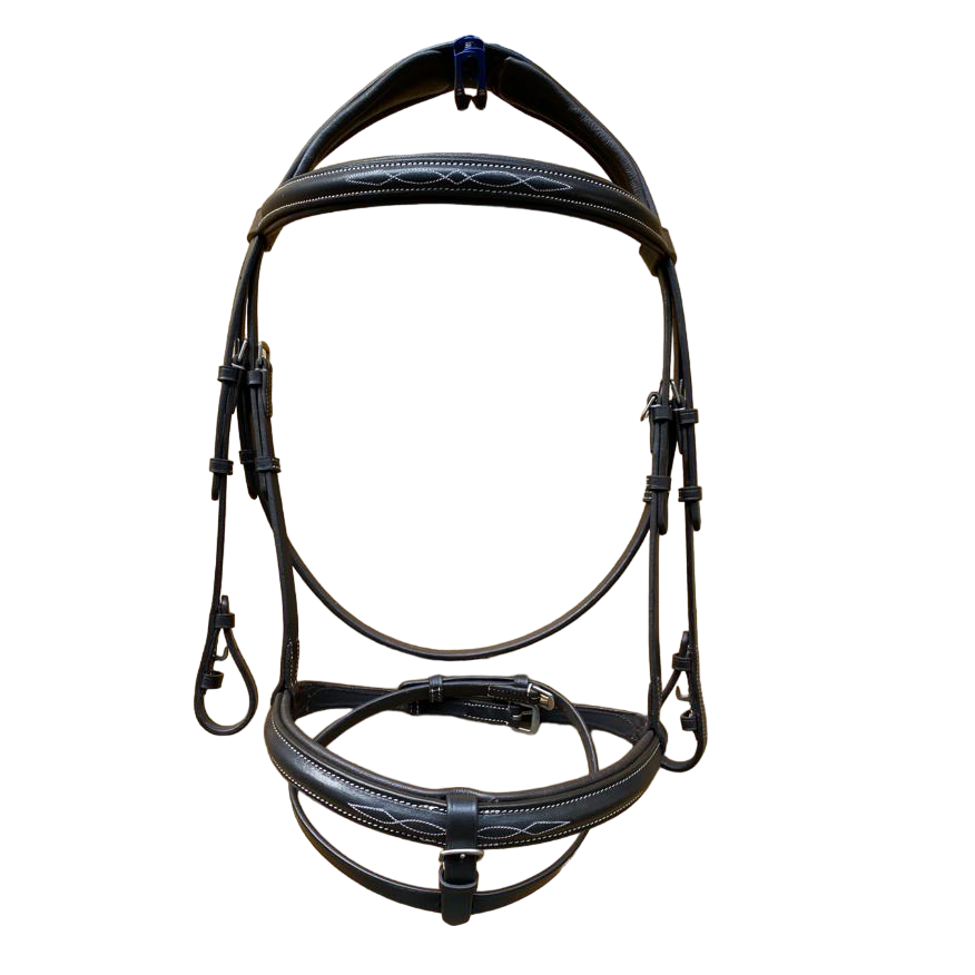 Equine High Quality Leather Anatomical Fancy Jumping Bridle With Raised Browbands and Noseband Fancy Stitched horse equipment