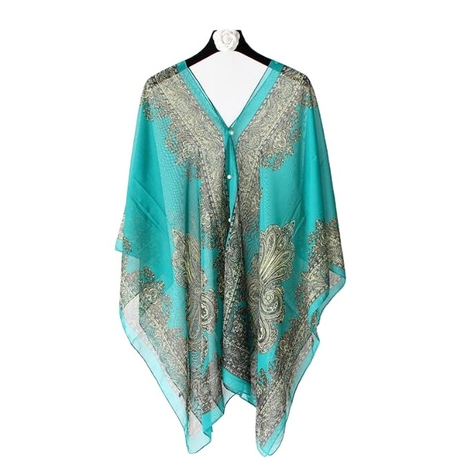 Summer Paisley Beach Sunproof Cardigan Cover Women Loose Bohemian Kimono Cape Chiffon Thin Bikini Poncho Drive Cloak Scarf