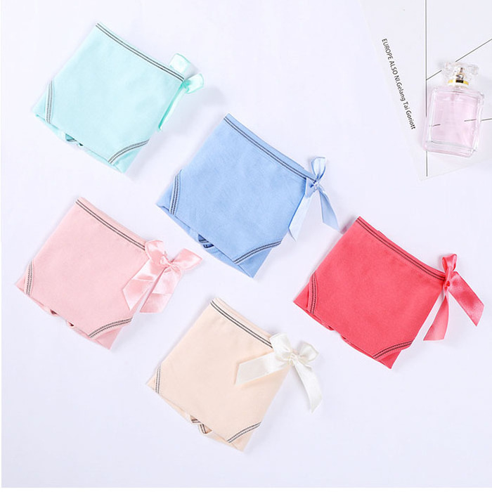 RTS Cheap Bowknot Plain Cotton Women Underwear Plus Size Panties For Lady MOQ one dozen