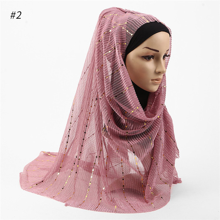 Shine Muslim Turban For Ladies Sequins Scarf Inner Hijab Women Jersey Shawls