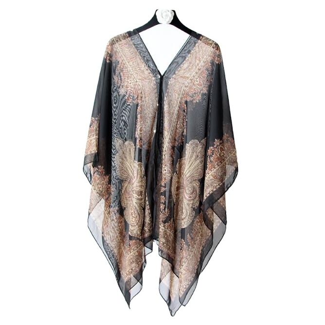 Summer Paisley Beach Sunproof Cardigan Cover Women Loose Bohemian Kimono Cape Chiffon Thin Bikini Poncho Drive Cloak Scarf