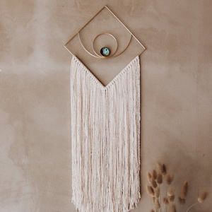 White Macrame Eco Brass Wall Hanging for Home Decor and Luxury Living Glass Eye 2021 2022 Latest Trending Home Fashion