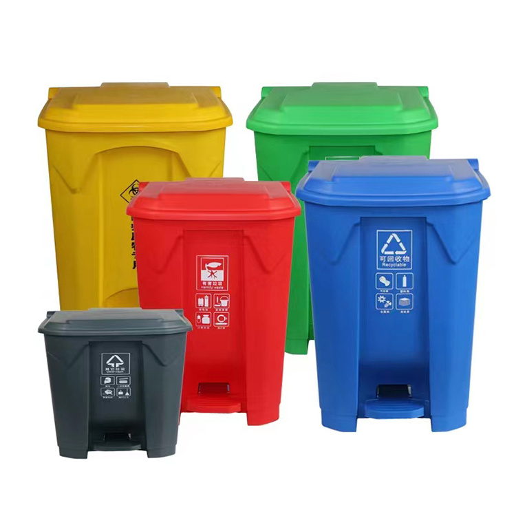 Outdoor Large Big Trash Can Garbage Bin Trolley Rolling Cover Type Standing with Wheels Dust Plastic Factory Direct Modern