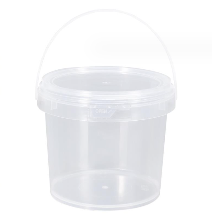 Food grade transparent plastic bucket with lid for food storage