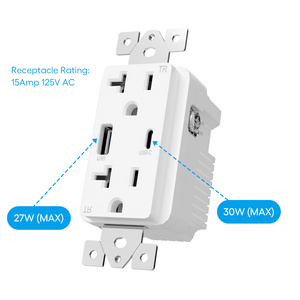 ETL List USA Universal Plug Switches and Sockets In-Wall Outlet With USB Charger Type A/C For Home Use