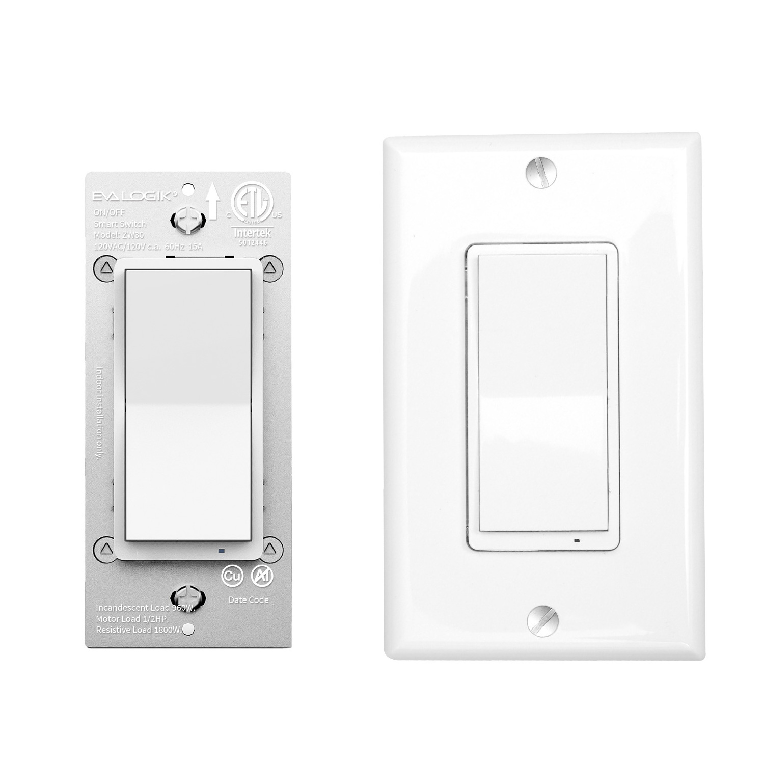 3-Way Smart Light Wall Switch with Alexa and Z-Wave Compatibility On/Off Switch with 15A Max Current