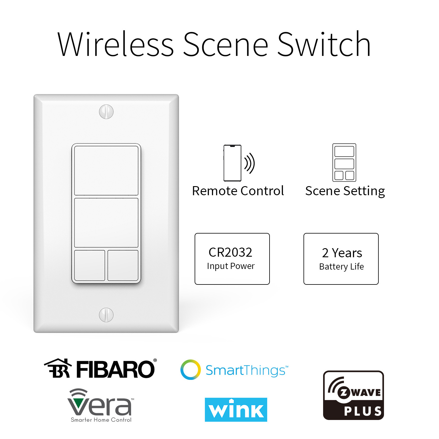 US Smart Light Switch Z-wave 800 Plus Z wave Switches Smart Touch Scene Controller Home Light Remote Control 4-button Switches