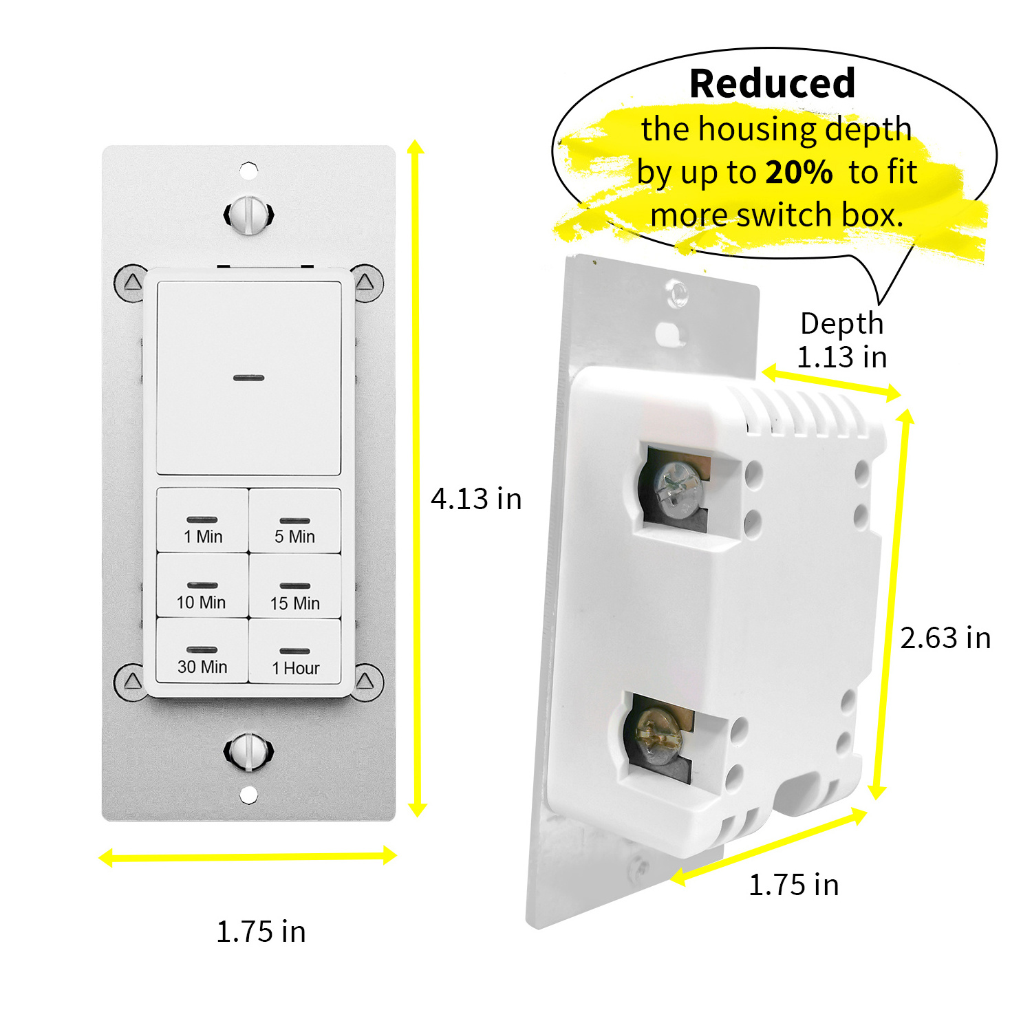 Countdown Timer Switch bathroom fans household lights Smart Switch Home Electrical Switches 1 Min  1 Hour In-Wall Timer