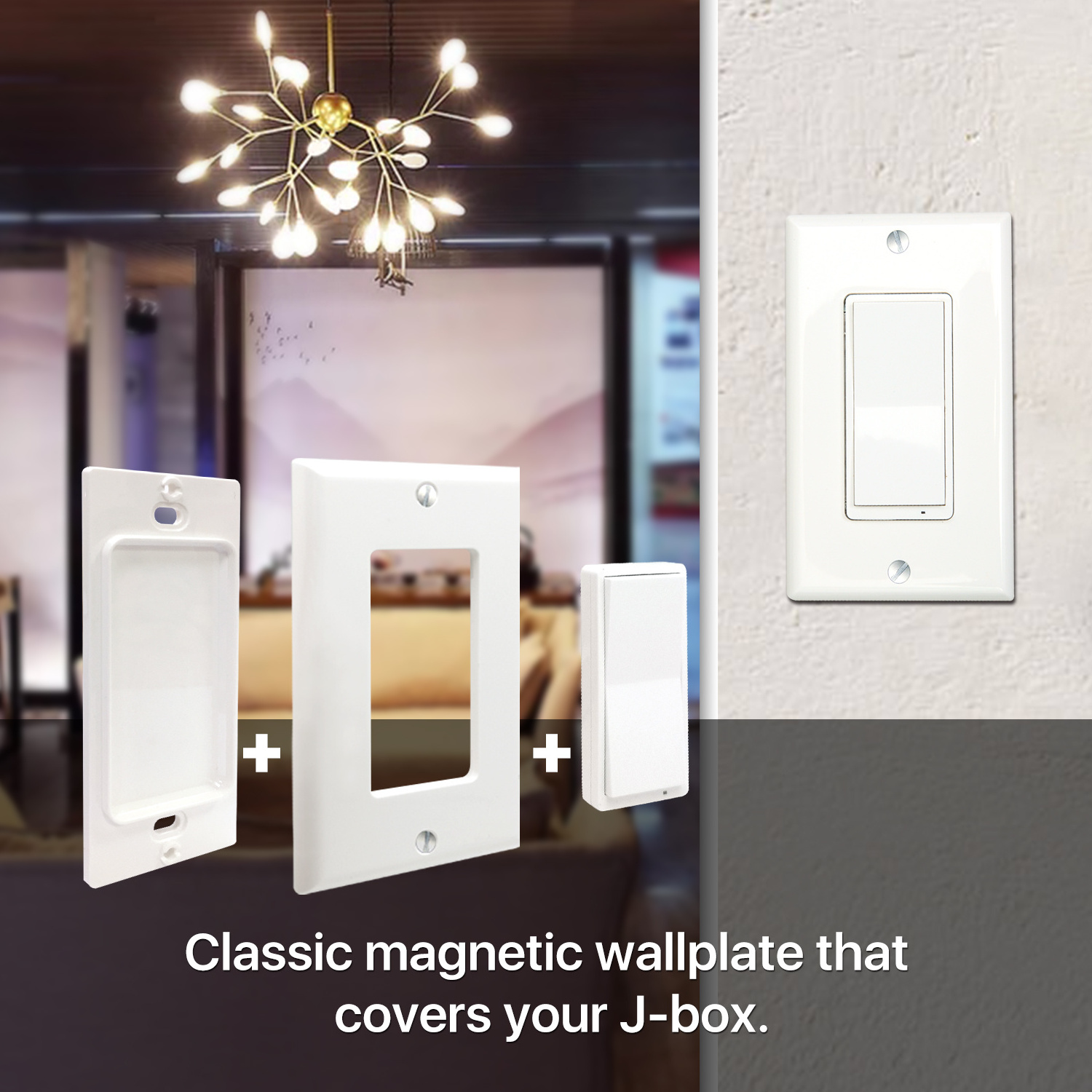 US Standard Z-Wave Plus 3-Way Smart Light Switch 2 Button PC Scene Switch with Battery