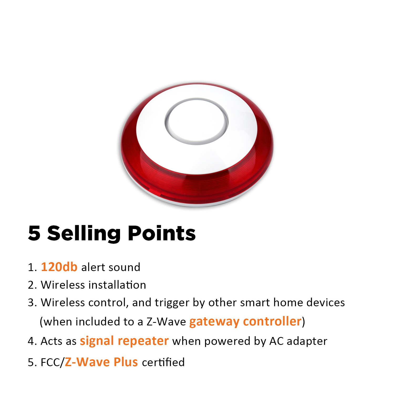 Vietnam Wholesale Manufacturer ETL FCC CE Z-wave Plus Smart Sensor Smart Home Security Smart Alarm Smart Siren 120DB Loud