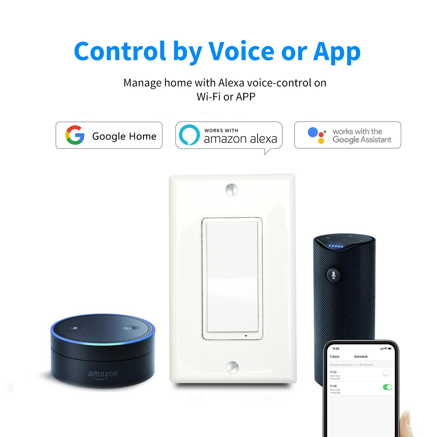 Tuya APP WIFI smart wall switch voice control wifi light switch Works with Alexa,Google Hub