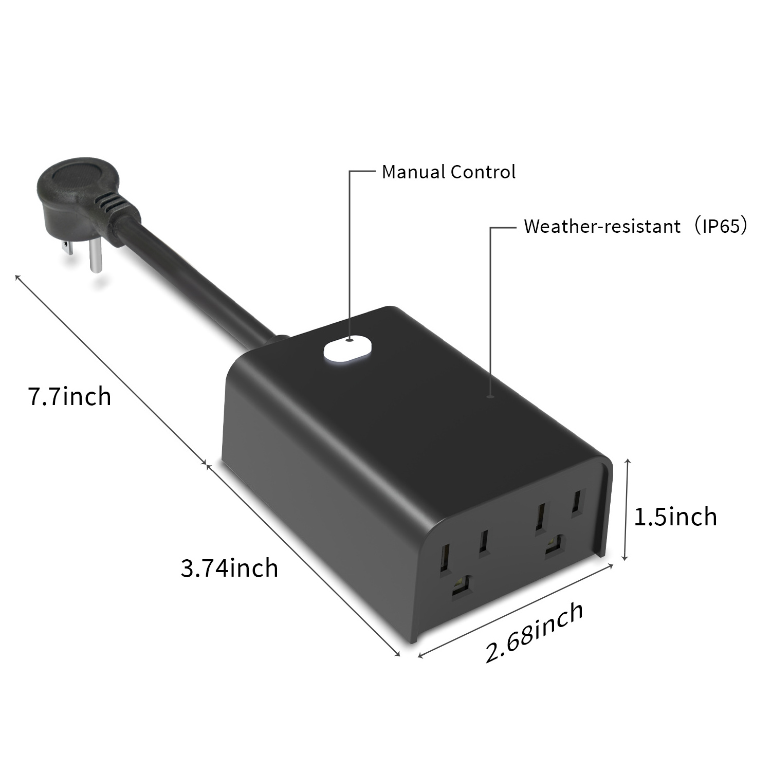 Z-Wave Outdoor Smart Plug Socket Dual Electric Switch 2 Outlets Connectivity 15A Remote Power Control