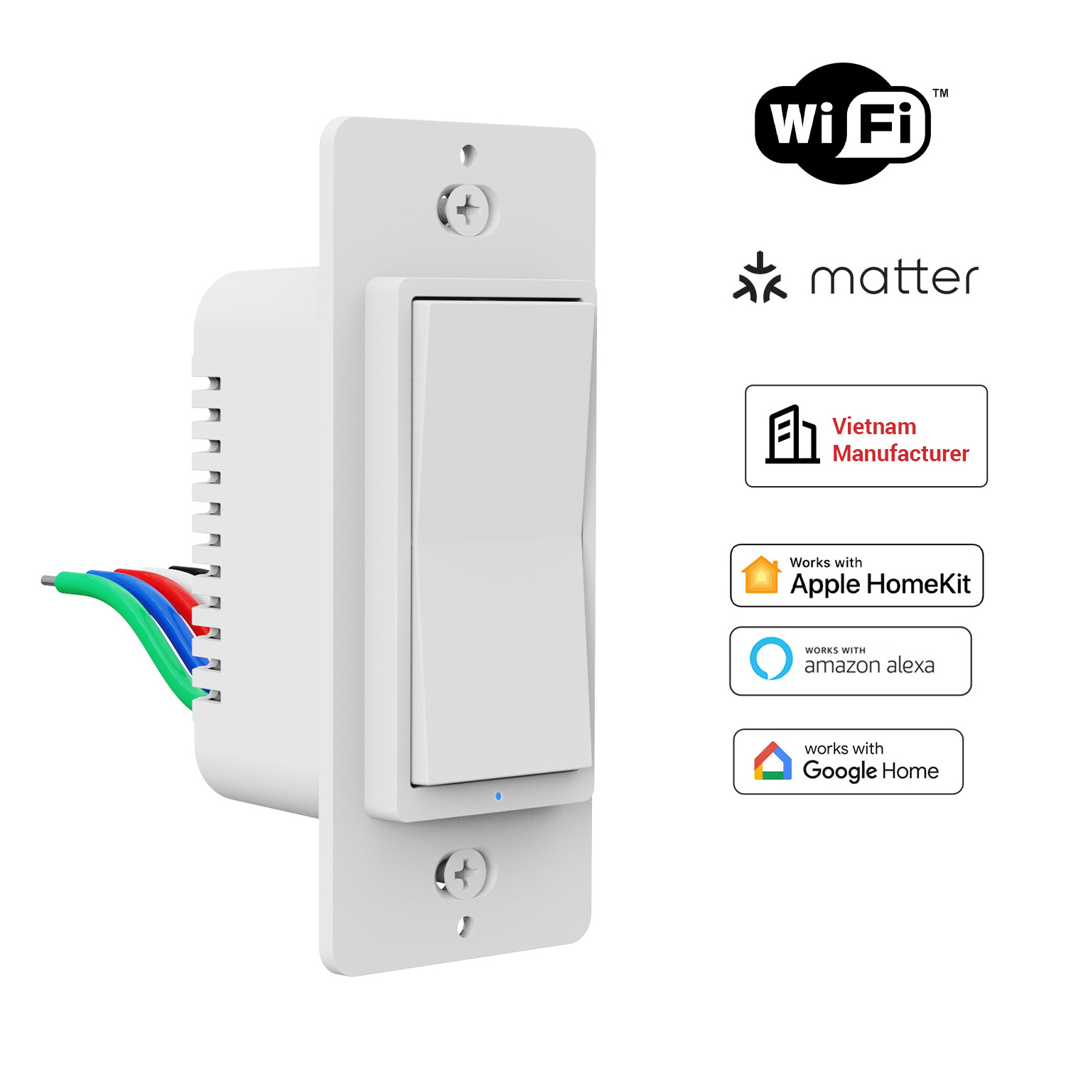 ETL FCC Vietnam Manufacturer US Alexa Google Smart Home Homekit Wall Light Dimmer Switch Matter Switch WIFI Matter Smart Switch