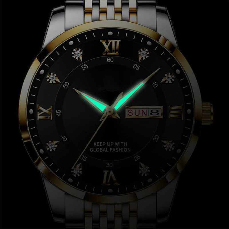 High Quality Luxury Gold Stainless Steel Back Atm Water Resistant Exactime Men Wrist Quartz Watches