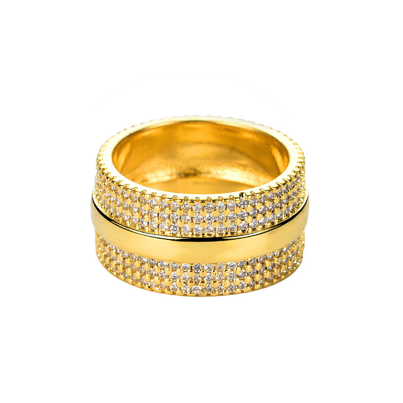 Wholesale Fashion  American Gold Plated PVD Diamond Rings 18k Yellow Gold Rings Women's Jewelry