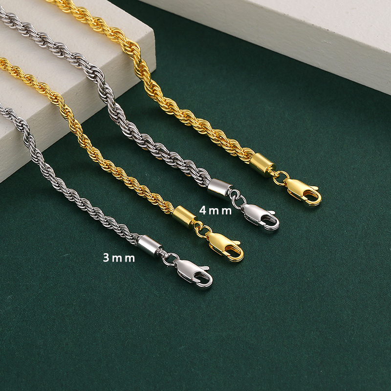 Custom Design Jewelry  Chains Stainless Steel Jewelry Gold Plated Cuban  Snake Chain  Blade  Twisted Rope Chain  For Men Women