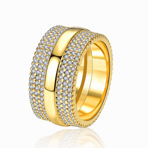 Wholesale Fashion  American Gold Plated PVD Diamond Rings 18k Yellow Gold Rings Women's Jewelry