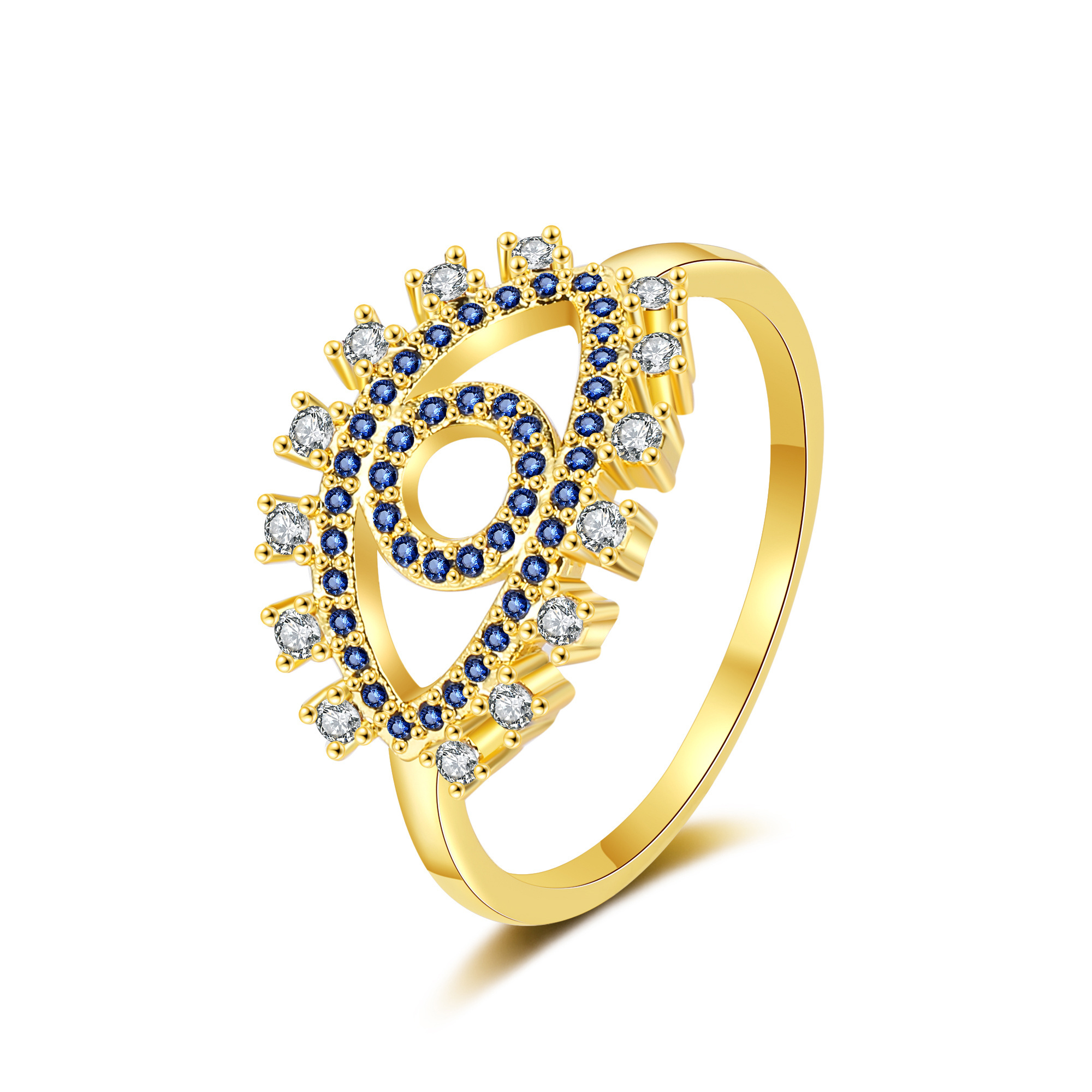 Fashion Jewellery evil eye ring cubic zirconia 18K gold plated women ring