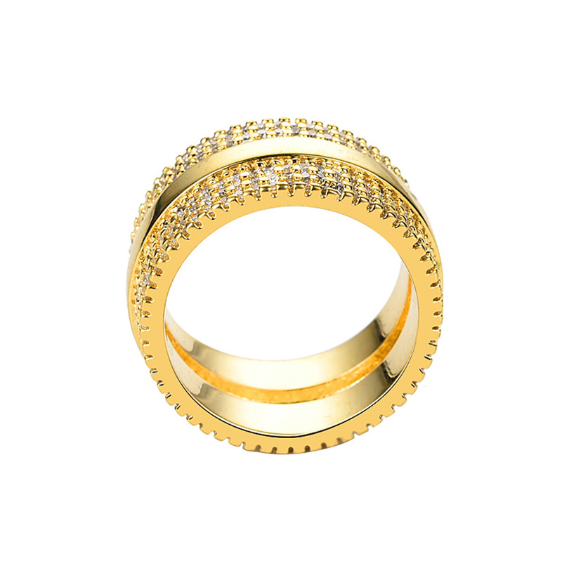 Wholesale Fashion  American Gold Plated PVD Diamond Rings 18k Yellow Gold Rings Women's Jewelry