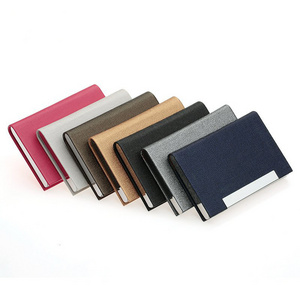 Luxury Custom PU Leather Name Card Case Stainless Steel Credit Card Wallet Business Card Holder for Women Men