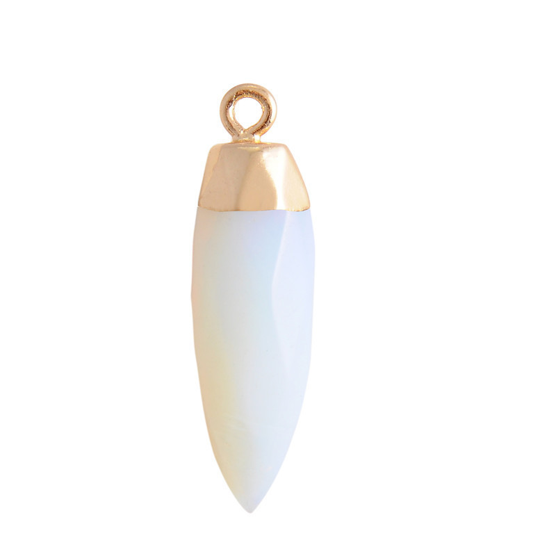 Boho 18K Gold Plated Stainless Steel Chain Jewelry,Natural Healing Crystals Quartz Cut Point Drop Pendant Necklace For Women