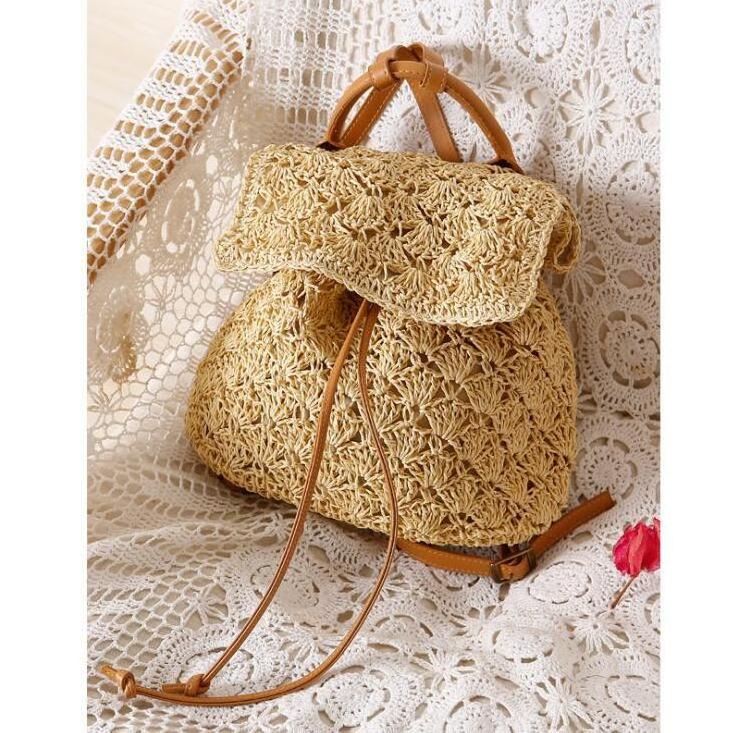 Handmade Straw French Basket backpack, Moroccan with straw French market basket, Beach straw bag