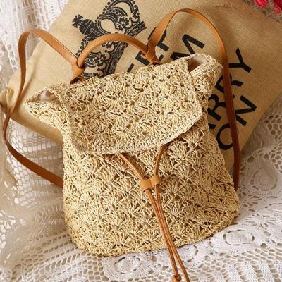 Handmade Straw French Basket backpack, Moroccan with straw French market basket, Beach straw bag