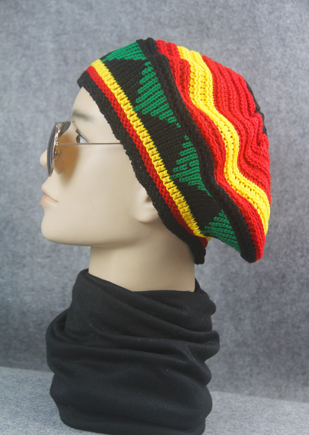 Jamaican Slouchy Hat Crochet Berets Rasta Style  Handmade Crocheted Knit Hat