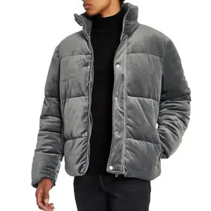 Custom Men velvet wind break 100% polyester padded puffer jacket