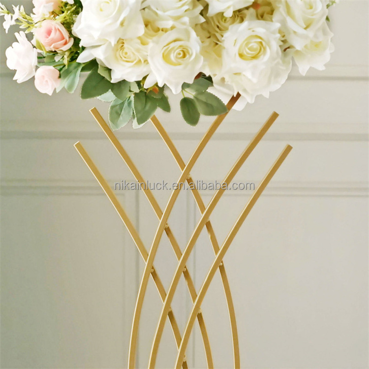 Wedding Flower Centerpiece Stand Gold Metal Mermaid Pedestal Display Rack Road Lead Cheap Flower Stand