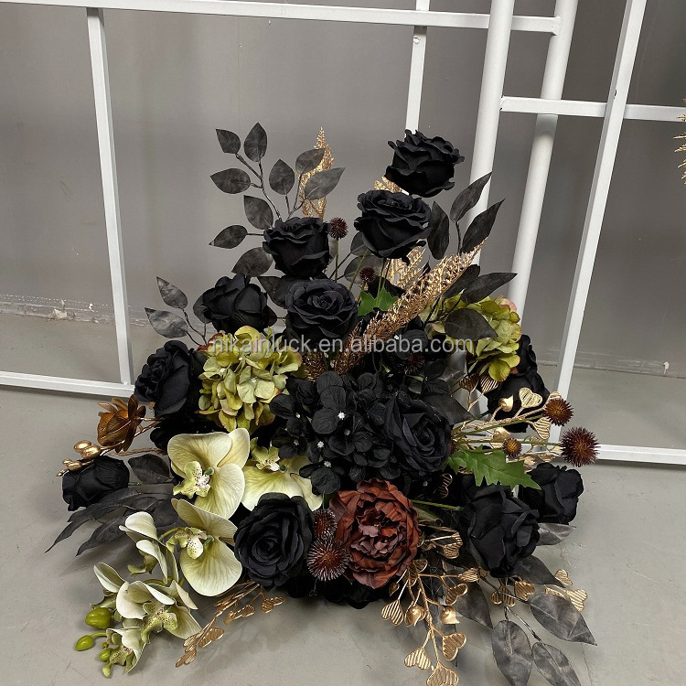 Black Gold  Pampas Wedding Decorations Centerpieces For Reception Wedding Wall Wedding Decoration Artificial Flower Runner