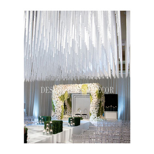 Popular White Curtain Wedding Backdrop With High Quality White Drape Curtains With Crystal Pendant For Ceiling Curtain Wedding