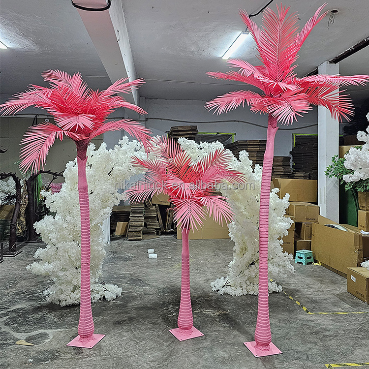 Top Quality Flower Tree Centerpieces Pink Palm Tree With Different Height For Wedding And Events Decoration