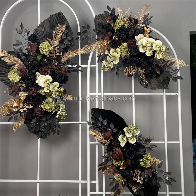 Black Gold  Pampas Wedding Decorations Centerpieces For Reception Wedding Wall Wedding Decoration Artificial Flower Runner