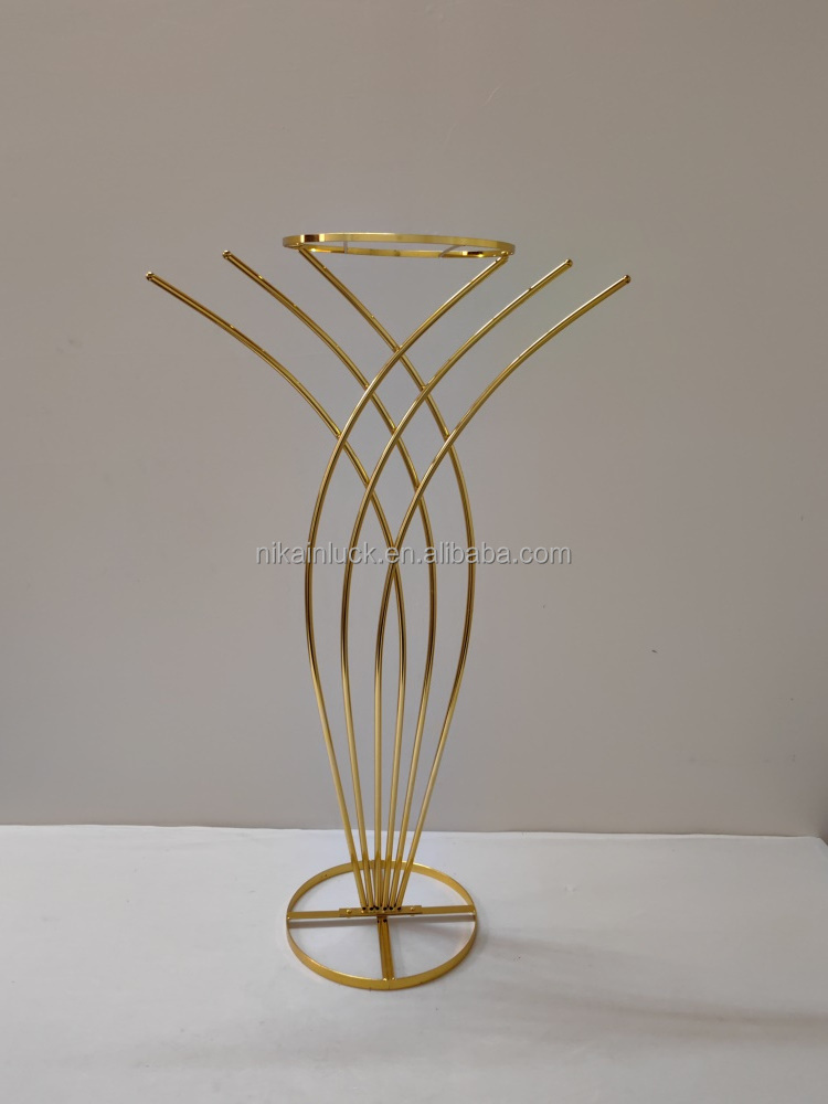 Wedding Flower Centerpiece Stand Gold Metal Mermaid Pedestal Display Rack Road Lead Cheap Flower Stand