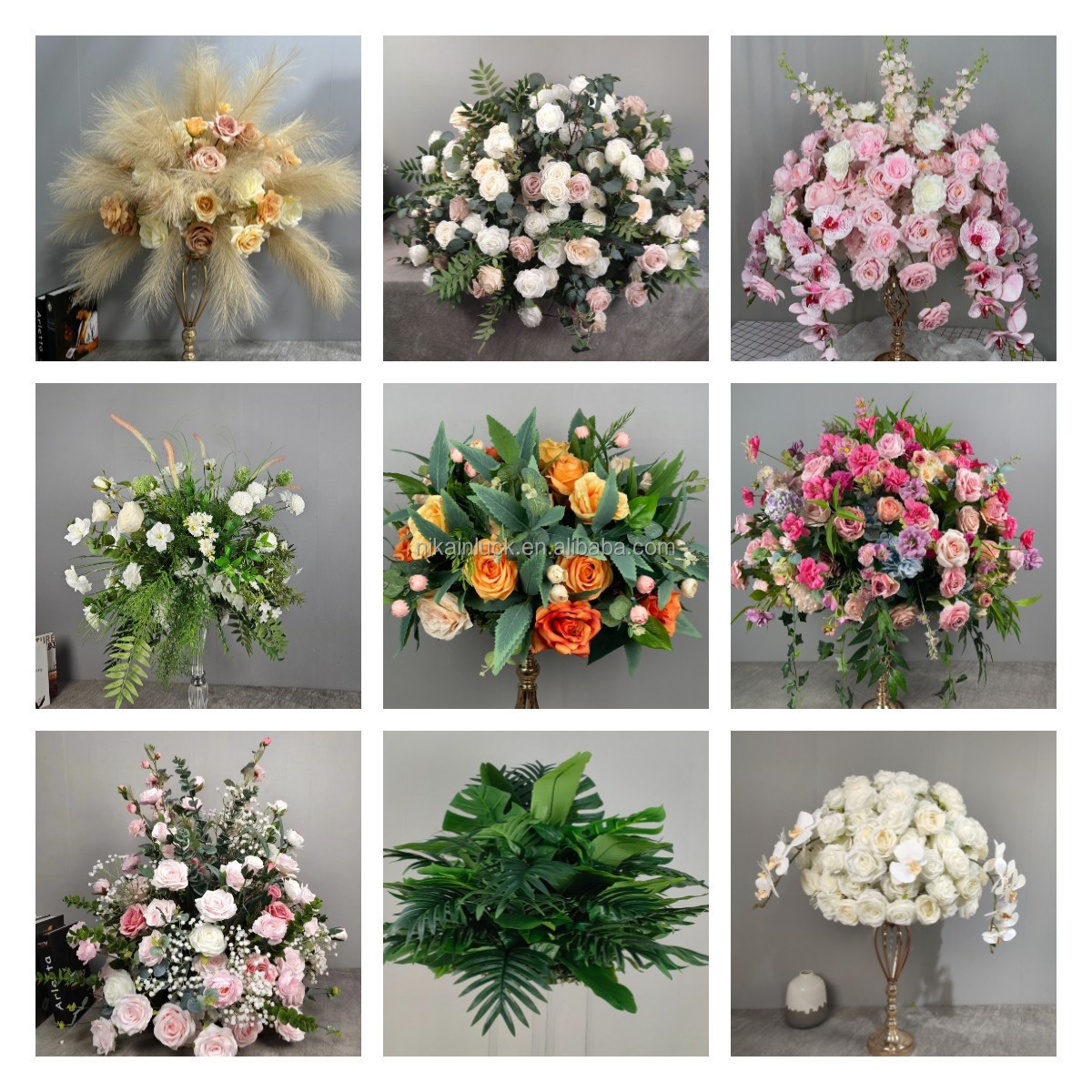 High Quality Artificial Flowers White Rose Peony Hydrangea Wedding Kissing Hanging Flower Ball