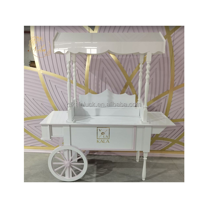 Hot Sale White Candy Cart Wooden Candy Cart With Wheels Candy Cart Display