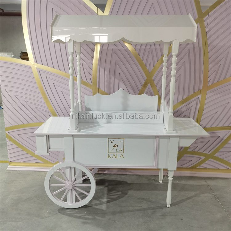 Wholesale White Flower Carts Acrylic Candy Bar Cart Wedding Party Supplier For Sale