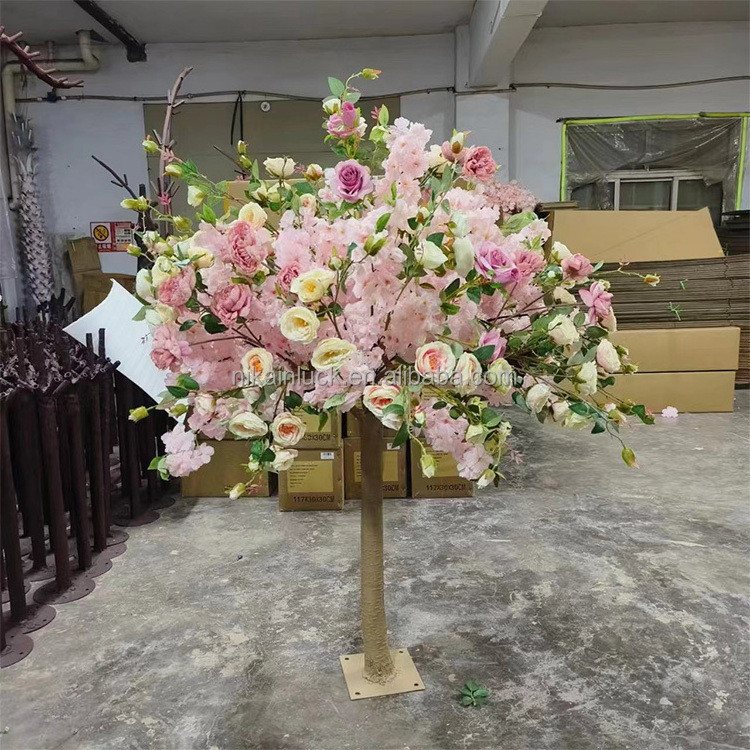 Top Quality Flower Tree Centerpieces Pink Palm Tree With Different Height For Wedding And Events Decoration