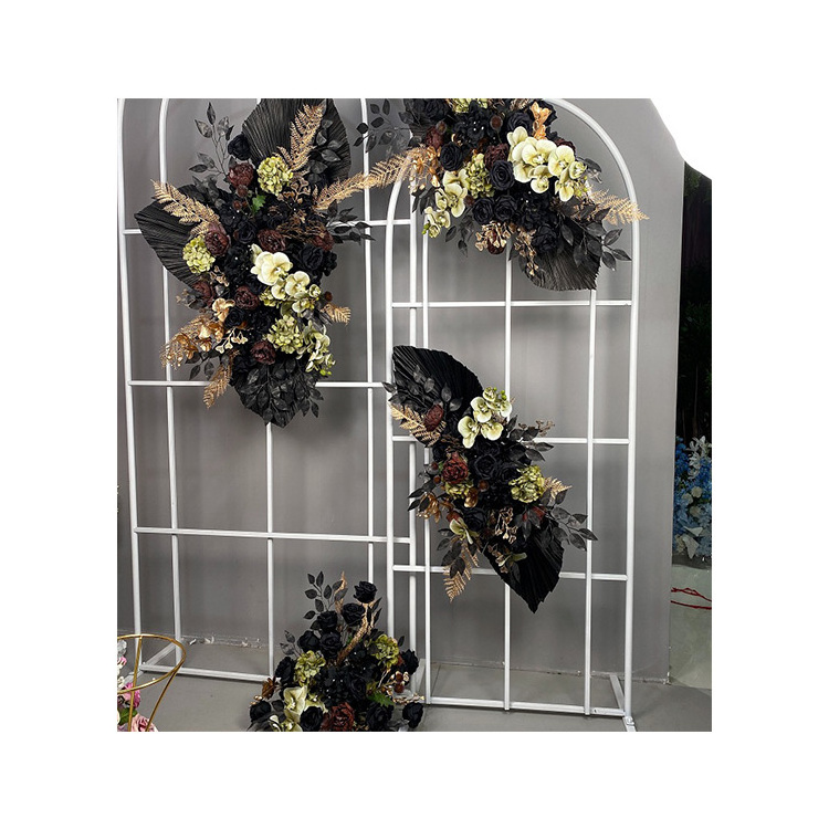 Black Gold  Pampas Wedding Decorations Centerpieces For Reception Wedding Wall Wedding Decoration Artificial Flower Runner