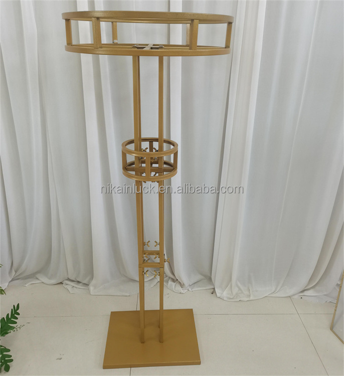 120cm Tall Gold Metal Flower Stand with Red Rose Flower Arrangement decoration centerpieces for Wedding