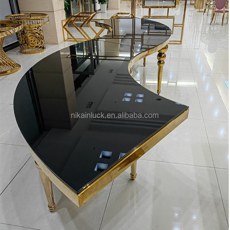 New Trend Wedding Tables Luxury  Black Serpentine Tables High Quality Party Supplies Wedding Table And Chair