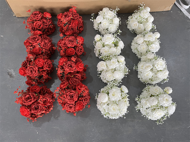 High Quality Artificial Flowers White Rose Peony Hydrangea Wedding Kissing Hanging Flower Ball